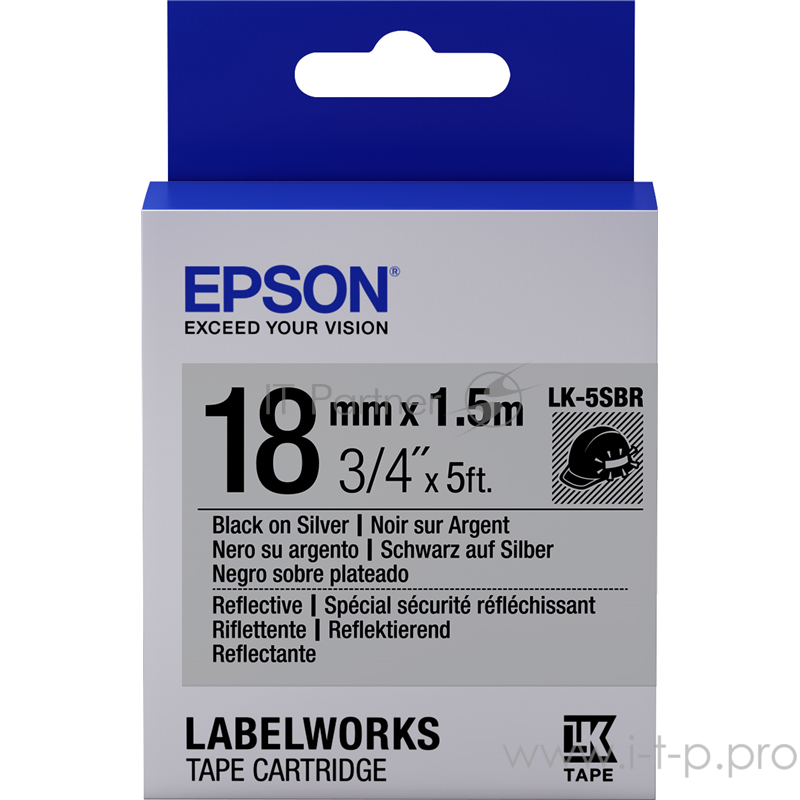 Термолента Tape - LK5SBR Reflectiv Blk/Silv 18/1.5