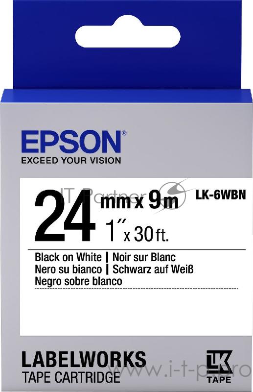 Термолента Tape - LK6WBN Std Blk/Wht 24/9