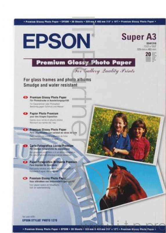 Фотобумага Epson C13S041316 A3+/255г/м2/20л высококачественная глянцевая
