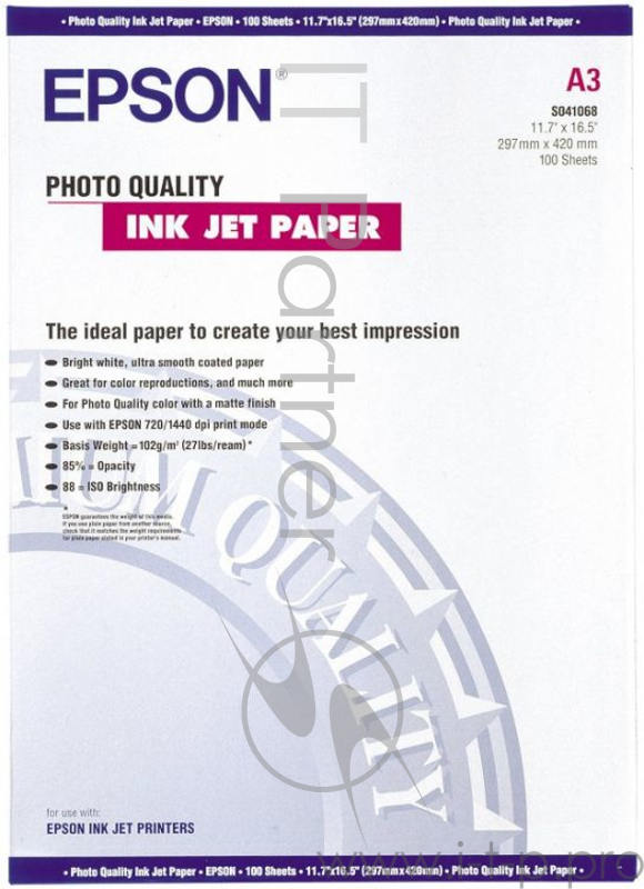 Фотобумага Epson C13S041068 A3/102г/м2/100л матовая для струйной печати