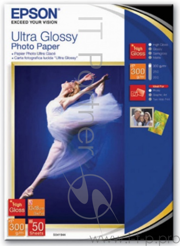 Фотобумага Epson C13S041944 13x18см/300 г/м2/50л высокоглянцевая