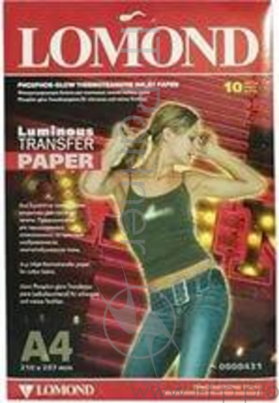 Термотрансфер LOMOND A4 (21X29,7) 10л для струйн. цв. принтера, флюорисцент.