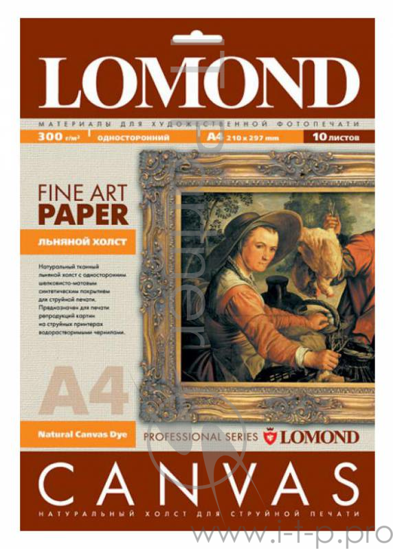 Холст Lomond 0908411 A4/300г/м2/10л./белый матовое лён для струйной печати