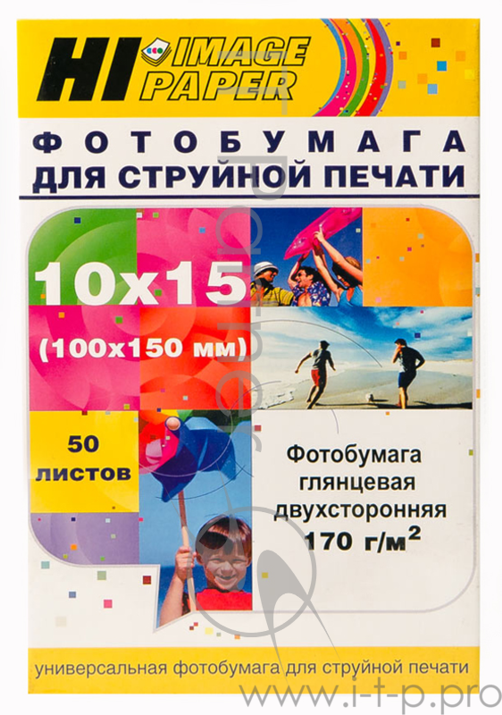 Фотобумага глянцевая двусторонняя (Hi-image paper) 10x15, 170 г/м, 50 л.