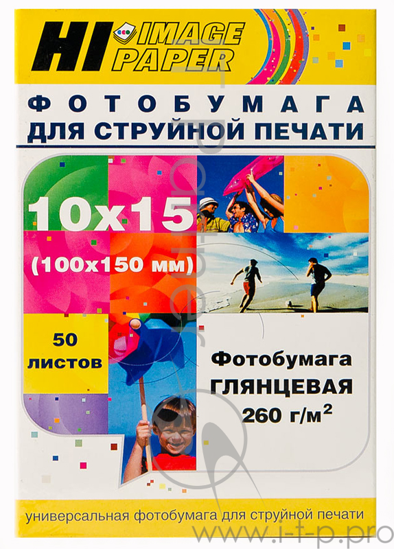 Фотобумага глянцевая односторонняя (Hi-image paper) 10x15, 260 г/м, 50 л.