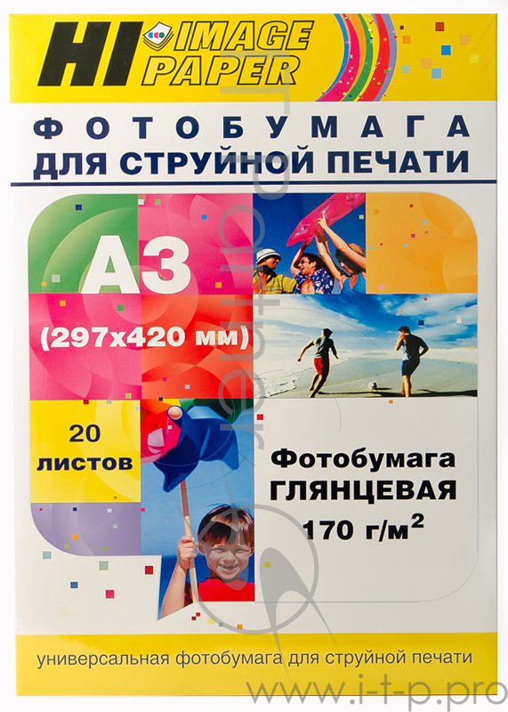Фотобумага глянцевая односторонняя (Hi-image paper) A3, 170 г/м, 20 л.