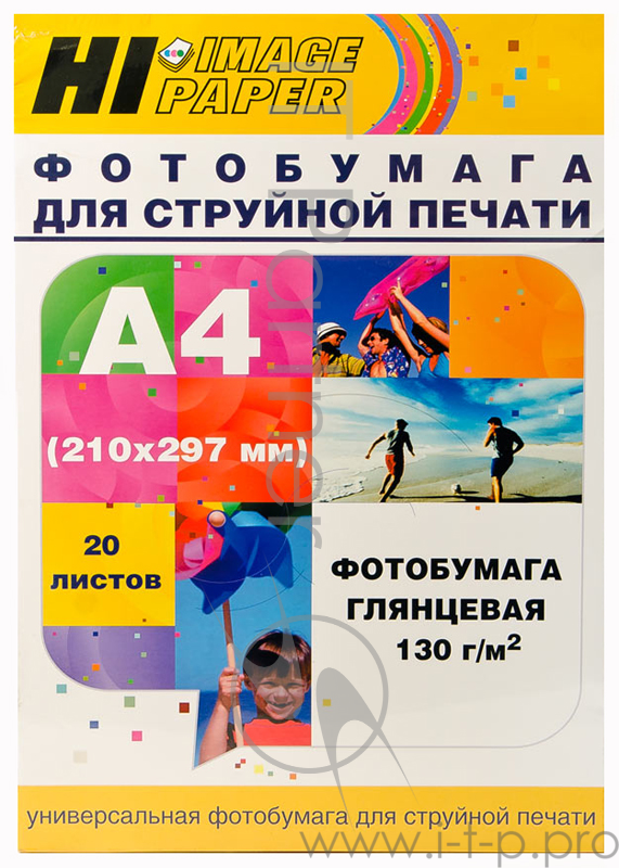 Фотобумага глянцевая односторонняя (Hi-image paper) A4, 130 г/м, 20 л.