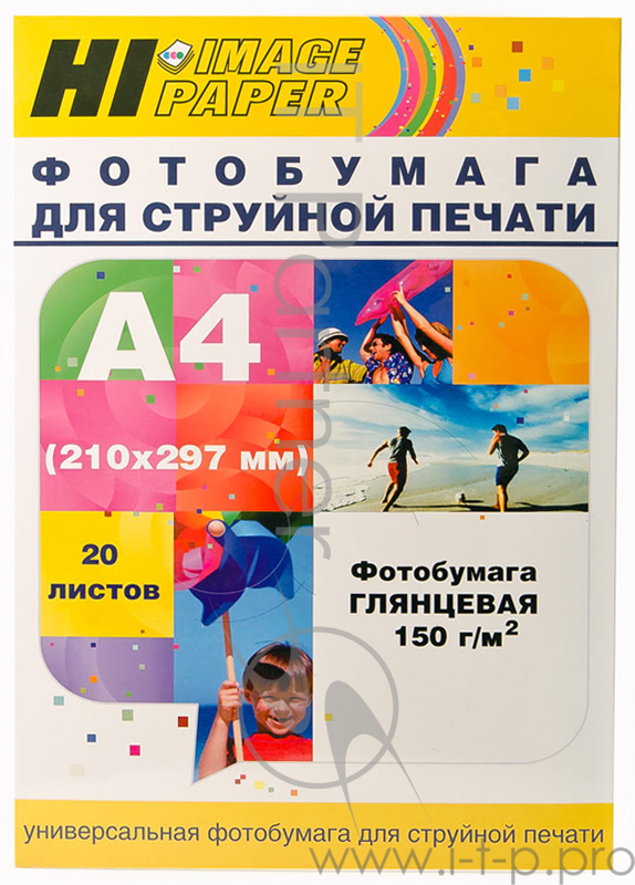 Фотобумага глянцевая односторонняя (Hi-image paper) A4, 150 г/м, 20 л.