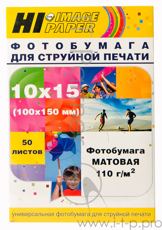 Фотобумага матовая односторонняя (Hi-image paper) 10x15, 110 г/м, 50 л.