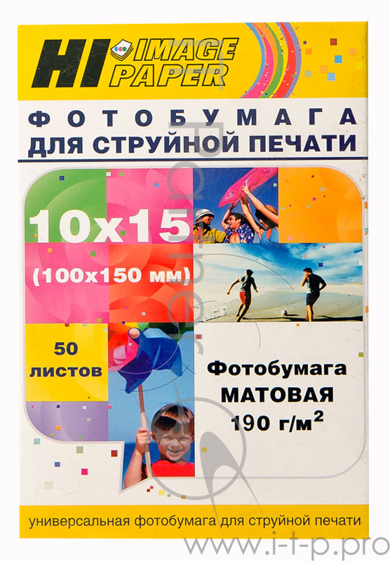Фотобумага матовая односторонняя (Hi-image paper) 10x15, 190 г/м, 50 л.