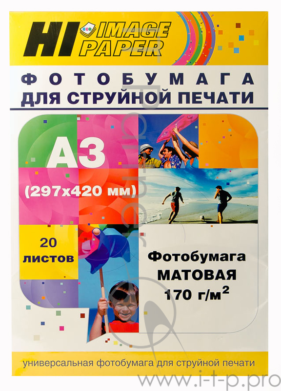 Фотобумага матовая односторонняя (Hi-image paper) A3, 170 г/м, 20 л.
