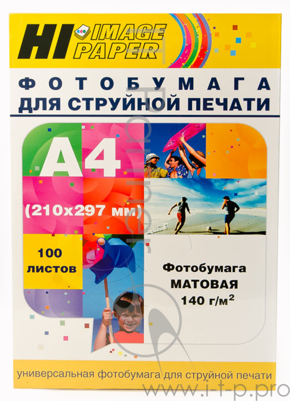 Фотобумага матовая односторонняя (Hi-image paper) A4, 140 г/м, 100 л.
