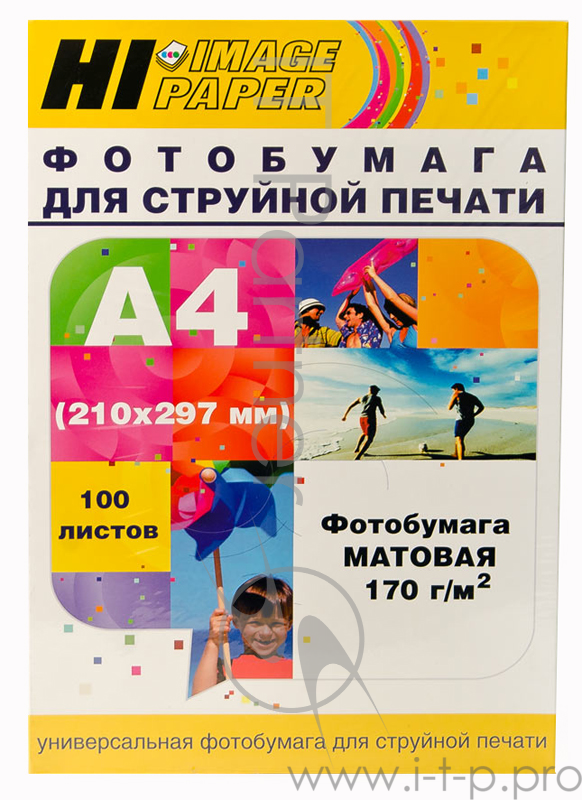 Фотобумага матовая односторонняя (Hi-image paper) A4, 170 г/м, 100 л.