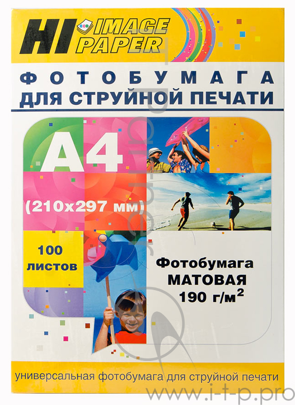 Фотобумага матовая односторонняя (Hi-image paper) A4, 190 г/м, 100 л.