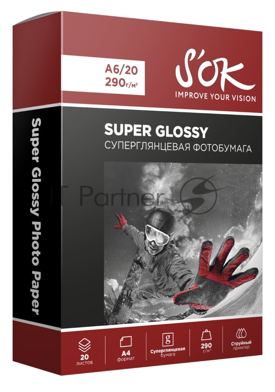 Фотобумага RC Super Glossy 290gsm A6*20 // Суперглянцевая 290г/м2 формат А6 20 листов RC