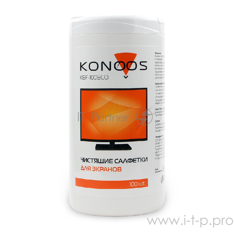 Салфетки для ЖК-экранов в банке KBF-100ECO , 100 шт.