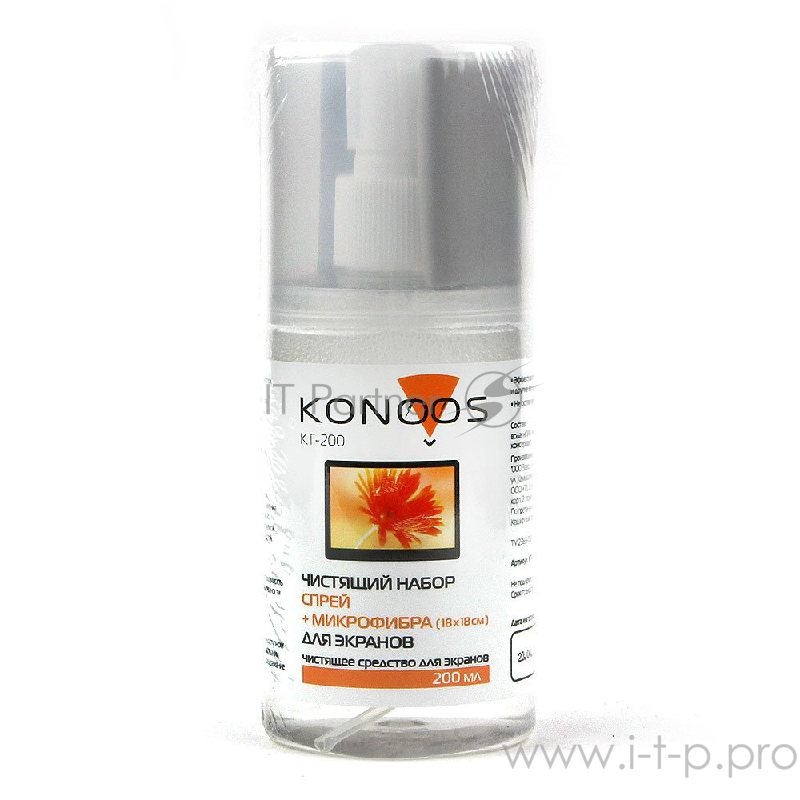 Набор Konoos для ЖК-экранов KT-200 (спрей 200мл +салфетка)