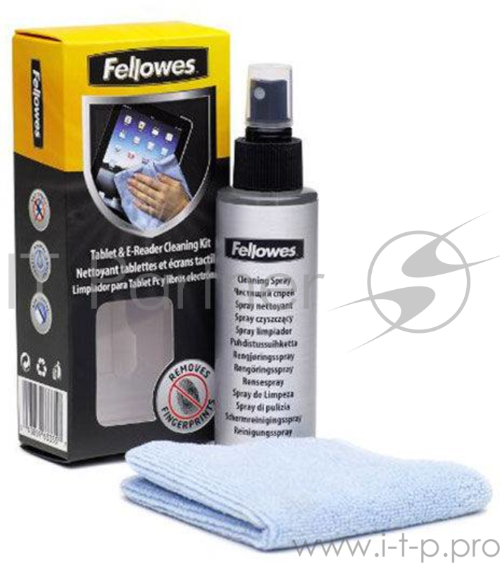 Чистящий набор Fellowes®, для планшетных компьютеров, электронных книг, спрей 120 мл + салфетка из микрофибры, UK