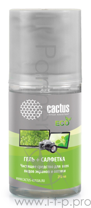 Чистящий набор (салфетки + гель) Cactus CS-S3004E для экранов и оптики 1шт 18x18см 200мл