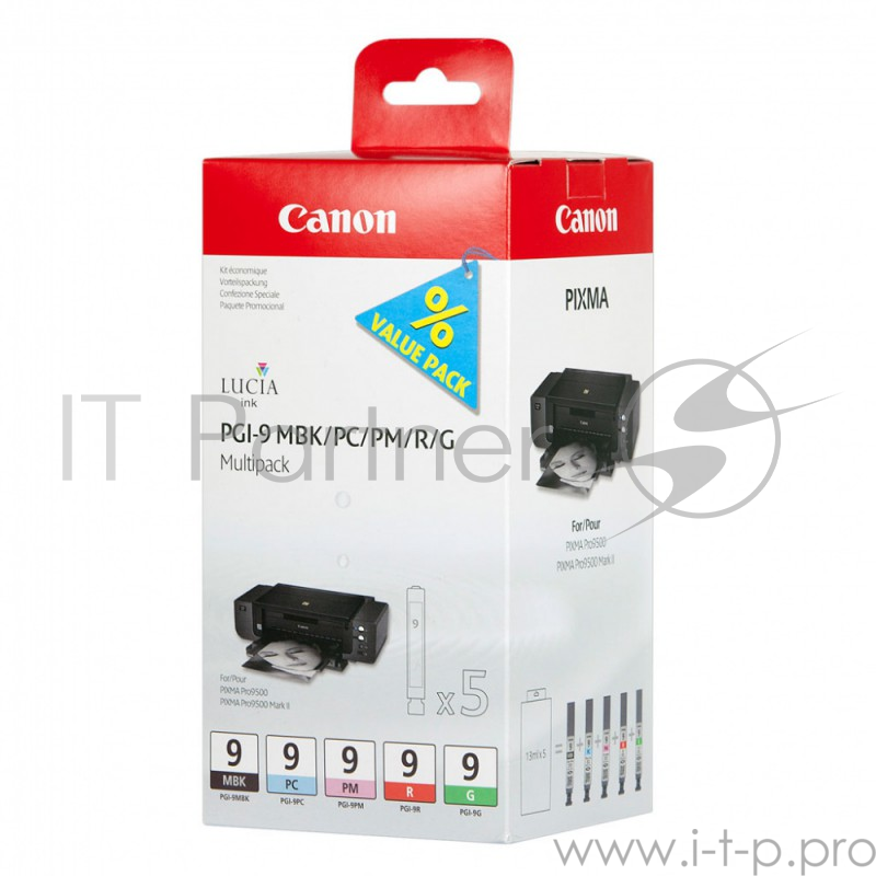 Картридж струйный Canon PGI-9MBK/PC/PM/R/G 1033B011 матовый черный/фото голубой/фото пурпурный/красный/зеленый Pixma Pro9500