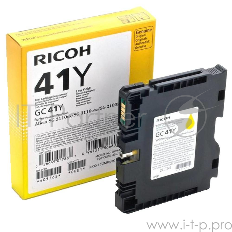 Картридж гелевый Ricoh GC 41Y (2.2К) желтый Aficio Aficio 3110DN/ 3110DNw/3100SNw/3110SFNw