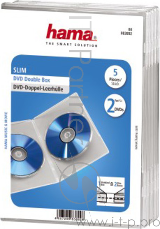 Коробка Hama на 2CD/DVD H-83892 Slim Case прозрачный (упак.:5шт)