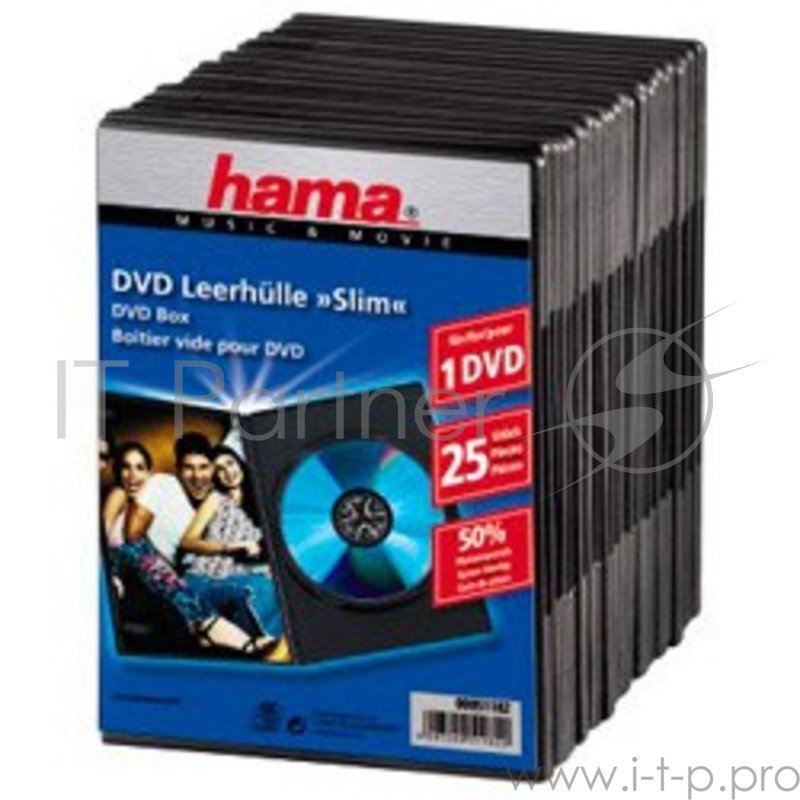 Коробка Hama на 1CD/DVD H-51182 Jewel Case черный (упак.:25шт)