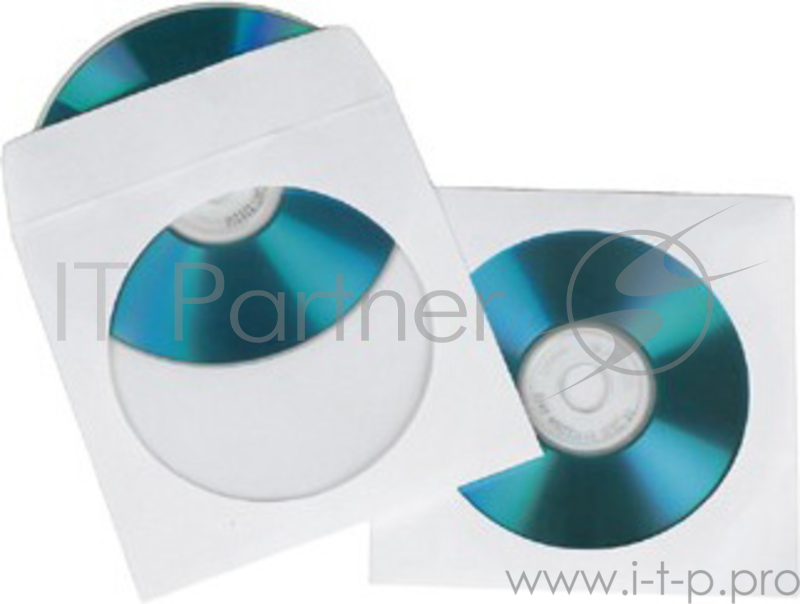 Конверт HAMA Конверты для CD/DVD бумажные с прозрачным окошком 100шт (белый) H-62672/H-49995/H-51174
