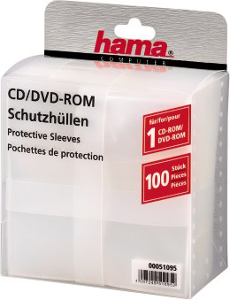 Конверт Hama на 1CD/DVD H-51095 прозрачный (упак.:100шт)