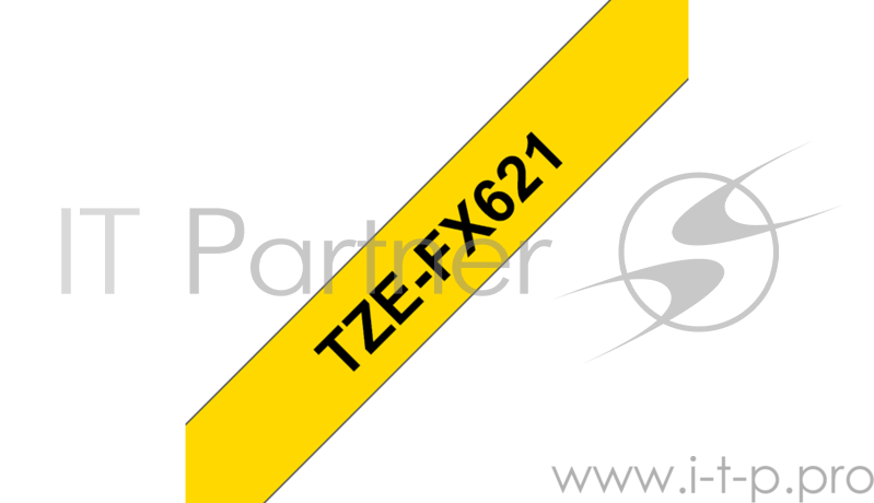 Лента для печати наклеек Brother гибкая идентификационная ламинированная TZe-FX621, шириной 9 мм, длиной 8 м, чёрный текст на жёлтом фоне