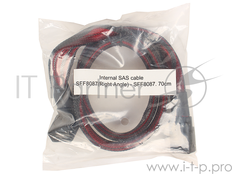 Кабель SAS SFF8087(угловой) - SFF8087(прямой), 70cm (SATA36361L12272) разъемы SFF8087(угловой) -to- SFF8087, 70cм.
