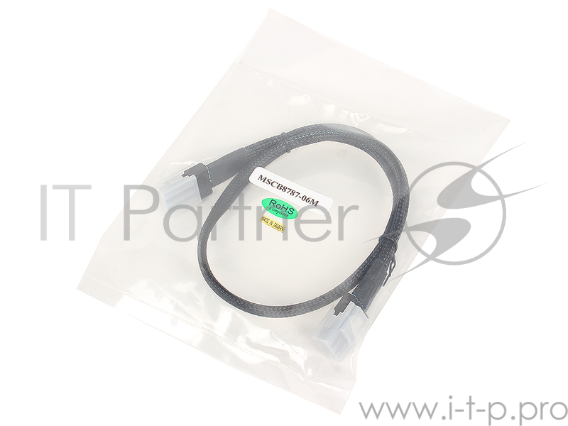 Кабель SAS SFF8087(32pin) - SFF8087(32pin), 60cm (MSCB8787-06M) разъемы SSF8087 (прямой) - SSF8087(прямой), 60cм.