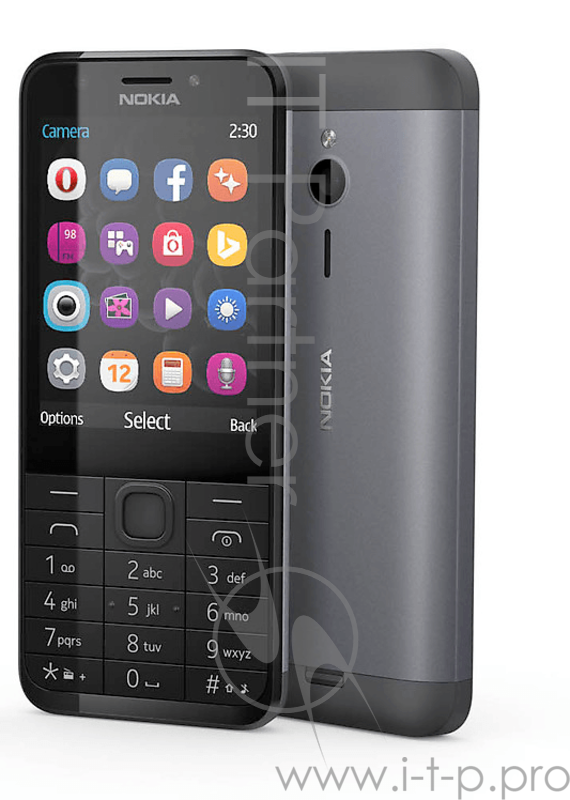 Мобильный телефон NOKIA 230 DS DARK-SILVER/BLACK A00026971 {2 sim, Asha Platform 1.1, 2.8
