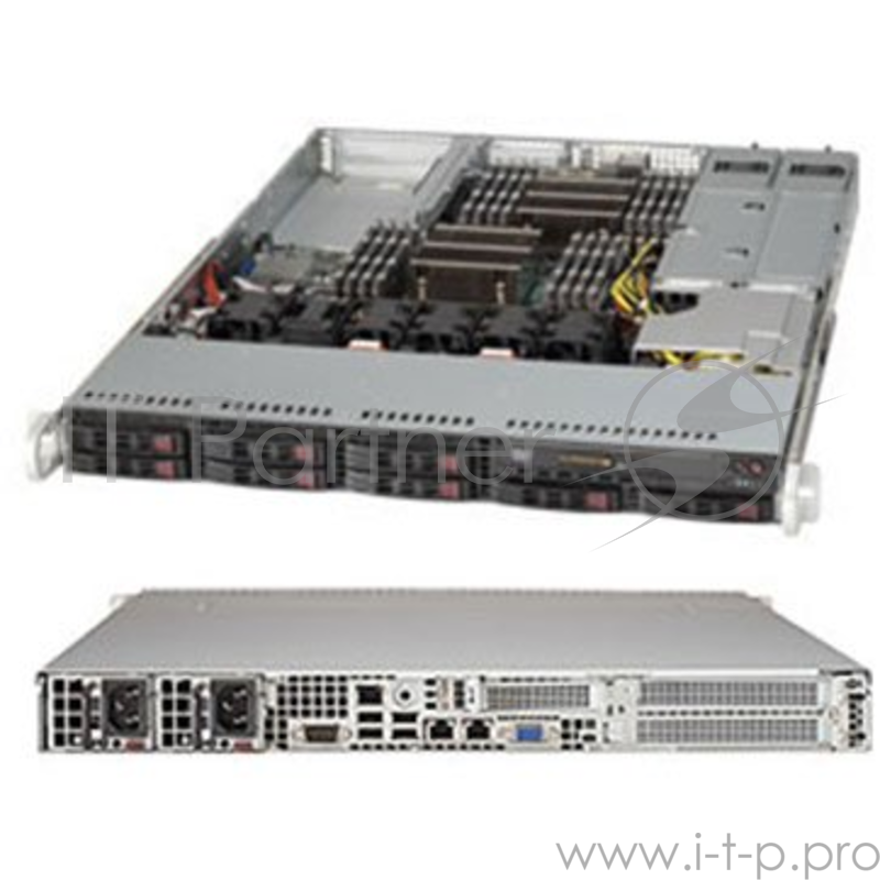 Корпус 1U, E-ATX 12''x13'', 8x2.5'' hot-swap SAS/SATA, 2xFH, 1xLP, 437x43x597mm, redundant 700W, WIO