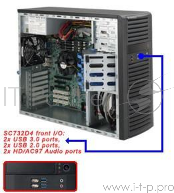 Корпус для сервера MIDTOWER 865W CSE-732D4-865B SUPERMICRO