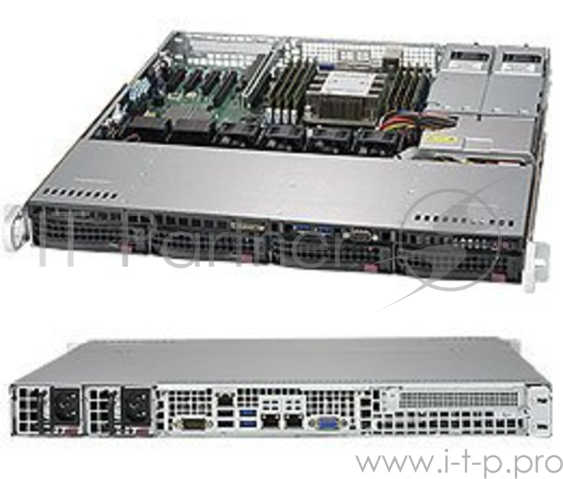 Корпус Supermicro CSE-813MFTQC-R407CB, 1U, 4 x 3.5 hot swap bays