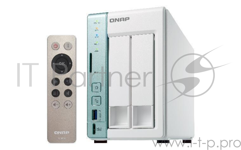 Дисковый массив QNAP TS-251A-4G Сетевое хранилище 2xHDD Hot-Plug, Dual-core Celeron N3060 2.48GHz), 4K HDMI-port, 4GB(2 x 2GB), 2x1G LAN, HDMI, 3xUSB 3.0