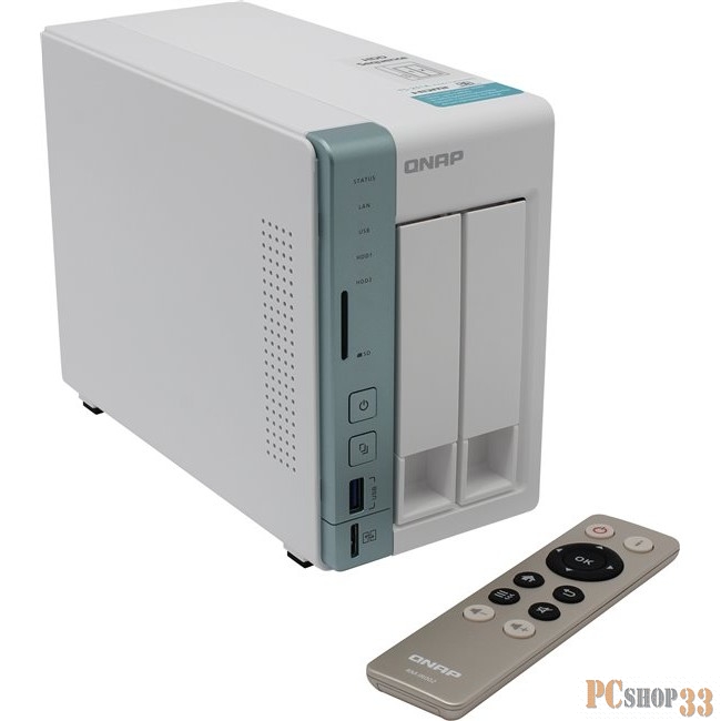 Дисковый массив QNAP TS-251A-2G Сетевое хранилище 2xHDD Hot-Plug, Dual-core Celeron N3060 1.6-2.48GHz, 4K HDMI-port, 2GB DDR3L (2 x 1GB) up to 8GB, 2x1G LAN, HDMI, 3xUSB 3.0