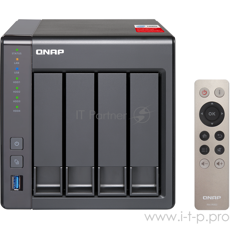 Дисковый массив QNAP TS-451+-2G Сетевое хранилище 4xHDD, Intel Celeron J1900 2.0-2.42GHz, 2GB, HDMI-port. 4xUSB, 2xGb LAN