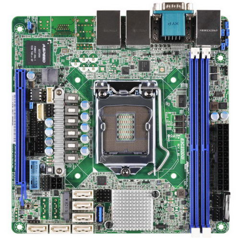 Серверная материнская плата E3C232D2I, C232, 2DDR4, 6SATA3 , RTL