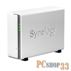 Дисковый массив Synology DS115j Сетевое хранилище 1xHDD SATA(3,5''), 800GhzCPU/256Mb/RAID0,1/ 2xUSB/1GigEth/iSCSI/1xIPcam(up to 8)/1xPS