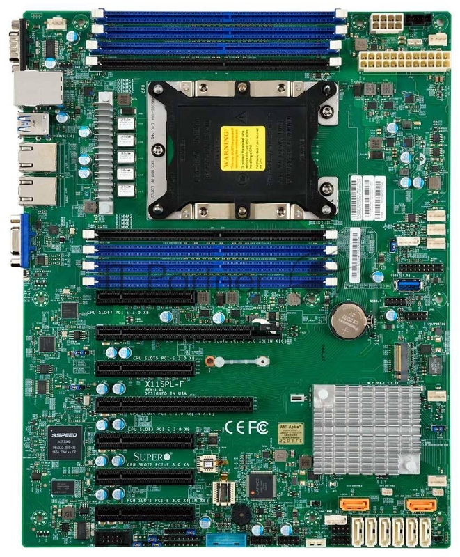 Материнская плата MBD-X11SPL-F-O upermicro Motherboard 1xCPU X11SPL-F Xeon Scalable TDP 165W/ 8xDIMM/ 8xSATA/ C621 RAID 0/1/5/10/ 2xGE/ 2xPCIex8(16), 4xPCIex8,1xPCIex4/ M.2(ATX)
