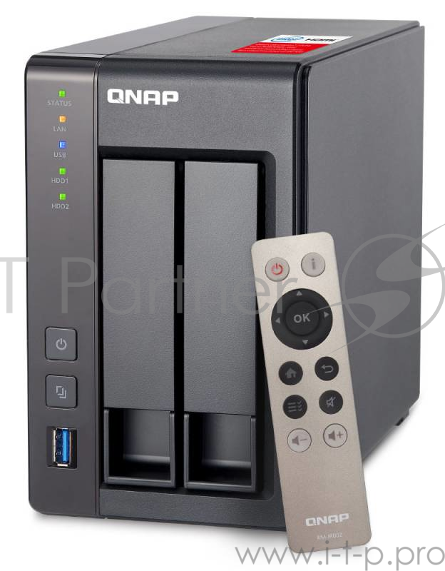 Дисковый массив QNAP TS-251+-2G Сетевое хранилище 2xHDD 2,5