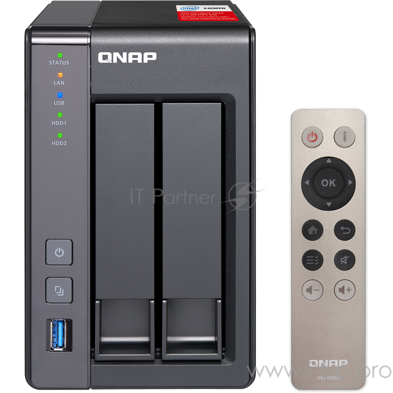 Дисковый массив QNAP TS-251+-2G Сетевое хранилище 2xHDD 2,5