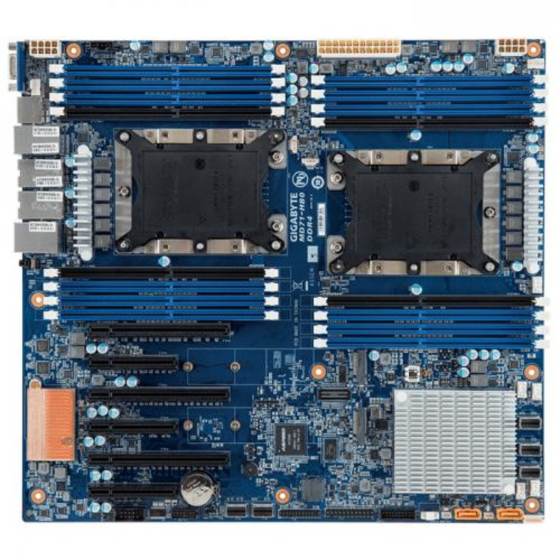 Серверная материнская плата MD71-HB0 1.1B (GAD71HB0MR-00-G11B) Intel Xeon Scalable Family,6-Channel RDIMM/LRDIMM DDR4,16xDIMMs,2x10Gb/s BASE-T and 2x1Gb/s LAN ports , 3 x SlimSAS (for 12 x SATA 6Gb/s),2xSATA DOM supported,Ultra-Fast M.2 and U.2 with