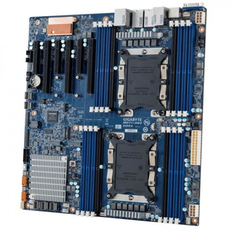 Серверная материнская плата MD71-HB0 1.1B (GAD71HB0MR-00-G11B) Intel Xeon Scalable Family,6-Channel RDIMM/LRDIMM DDR4,16xDIMMs,2x10Gb/s BASE-T and 2x1Gb/s LAN ports , 3 x SlimSAS (for 12 x SATA 6Gb/s),2xSATA DOM supported,Ultra-Fast M.2 and U.2 with