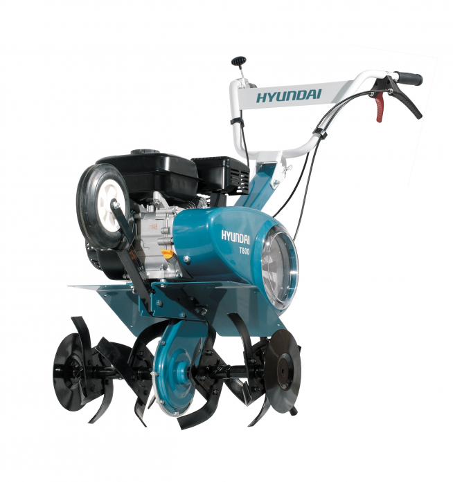 Мотоблоки, культиваторы HYUNDAI T 800 Культиватор бензиновый { двигатель HYUNDAI IC160 4-х такт, 5,5 л.с./163 см3, скорость 1 вперед/1 назад, ширина 30-60 см, глубина 32 см, вес 44,5 кг }