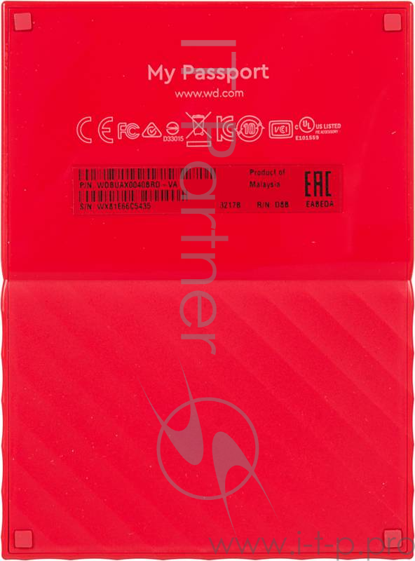 Носитель информации WD Portable HDD 4Tb My Passport WDBUAX0040BRD-EEUE {USB3.0, 2.5