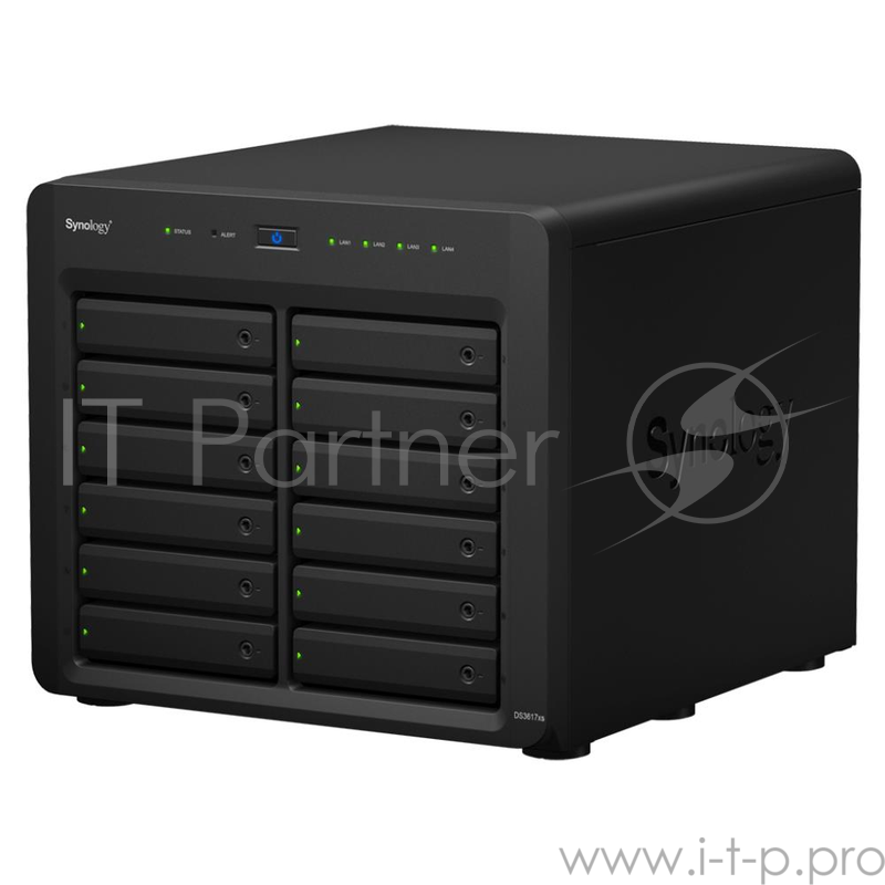 Synology DS3617xs QC2,2GhzCPU/2x8Gb(up to 48)/RAID0,1,10,5,6/up to 12hot plug HDDs SATA(3,5 or 2,5) (up to 36 with 2xDX1215)/2xUSB3.0/4GigEth(2x1 opt)/iSCSI/2xIPcam(up to 75)/1xPS/5YW