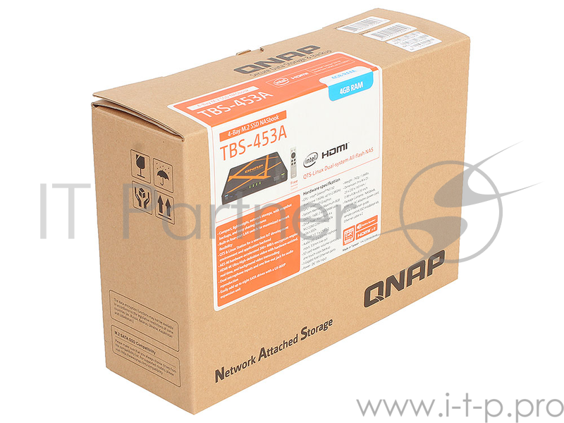 Сетевой накопитель TBS-453A-4G-960GB Сетевой RAID-накопитель, 960 Гбайт , HDMI-порт. Четырехъядерный Intel Celeron N3150 1,6 ГГц, 4 Гбайт.